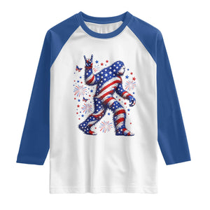 Funny Patriotic Bigfoot Raglan Shirt 4th Of July Freedom