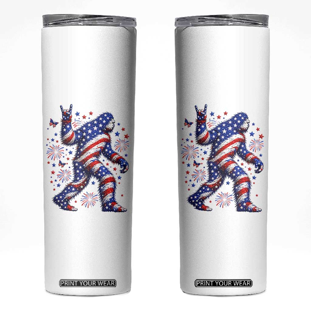 Funny Patriotic Bigfoot Skinny Tumbler 4th Of July Freedom