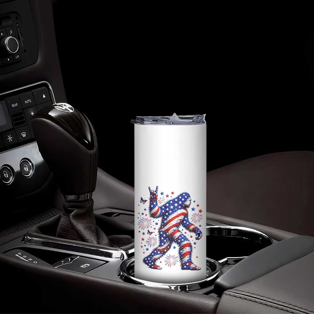 Funny Patriotic Bigfoot Skinny Tumbler 4th Of July Freedom