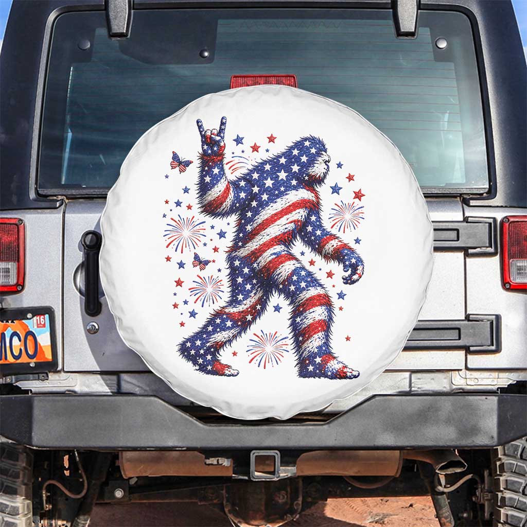 Funny Patriotic Bigfoot Spare Tire Cover 4th Of July Freedom TS12 No hole White Print Your Wear