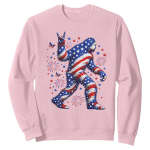 Funny Patriotic Bigfoot Sweatshirt 4th Of July Freedom TS12 Light Pink Print Your Wear