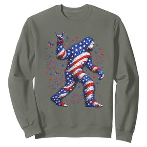 Funny Patriotic Bigfoot Sweatshirt 4th Of July Freedom TS12 Military Green Print Your Wear