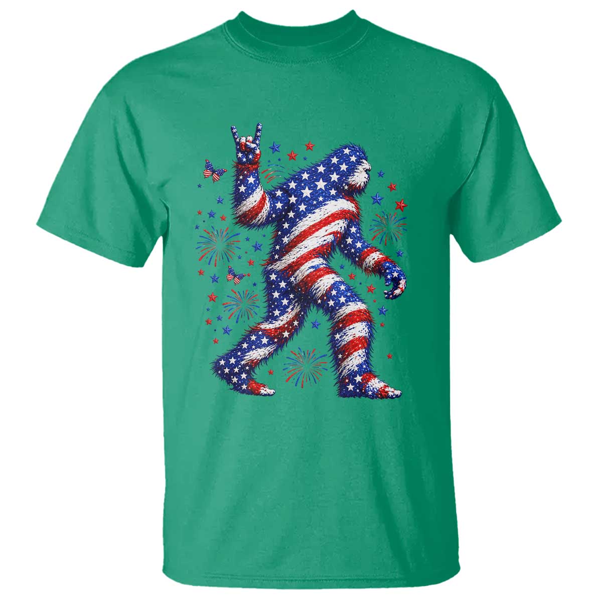 Funny Patriotic Bigfoot T Shirt 4th Of July Freedom TS12 Irish Green Print Your Wear