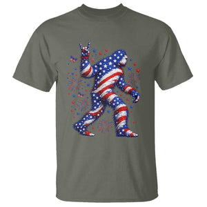 Funny Patriotic Bigfoot T Shirt 4th Of July Freedom TS12 Military Green Print Your Wear
