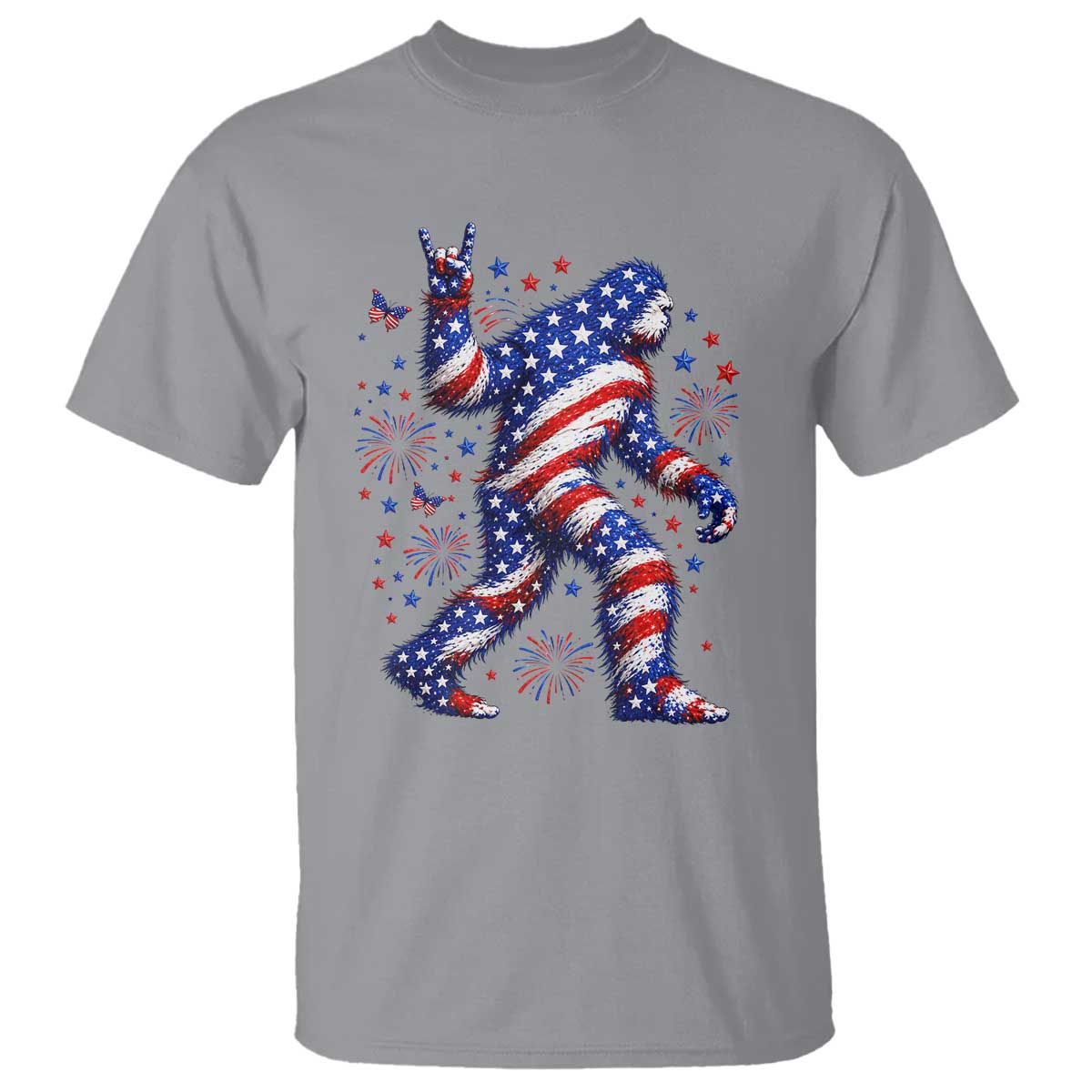 Funny Patriotic Bigfoot T Shirt 4th Of July Freedom TS12 Sport Gray Print Your Wear
