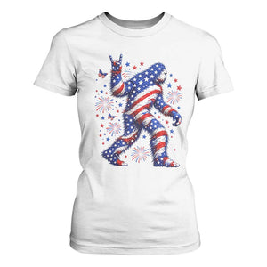 Funny Patriotic Bigfoot T Shirt For Women 4th Of July Freedom