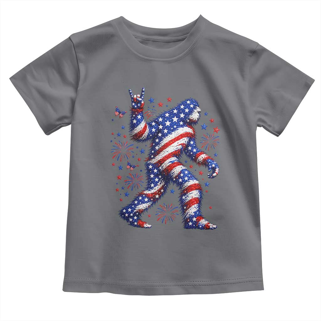 Funny Patriotic Bigfoot Toddler T Shirt 4th Of July Freedom TS12 Charcoal Print Your Wear