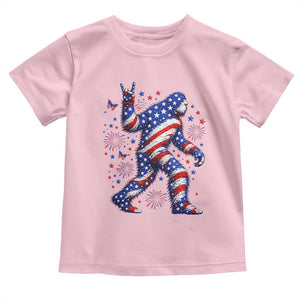 Funny Patriotic Bigfoot Toddler T Shirt 4th Of July Freedom TS12 Light Pink Print Your Wear
