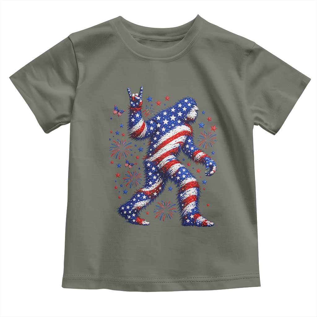 Funny Patriotic Bigfoot Toddler T Shirt 4th Of July Freedom TS12 Military Green Print Your Wear
