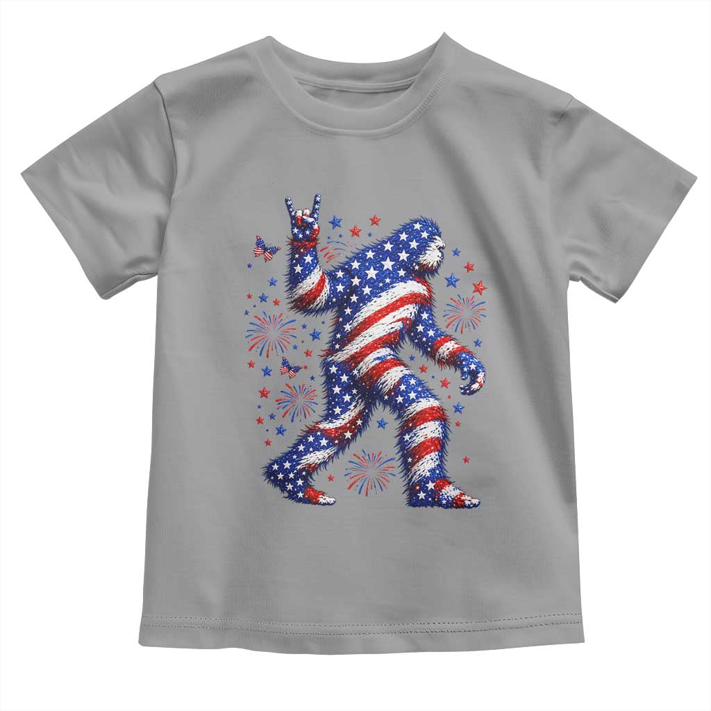 Funny Patriotic Bigfoot Toddler T Shirt 4th Of July Freedom TS12 Sport Gray Print Your Wear