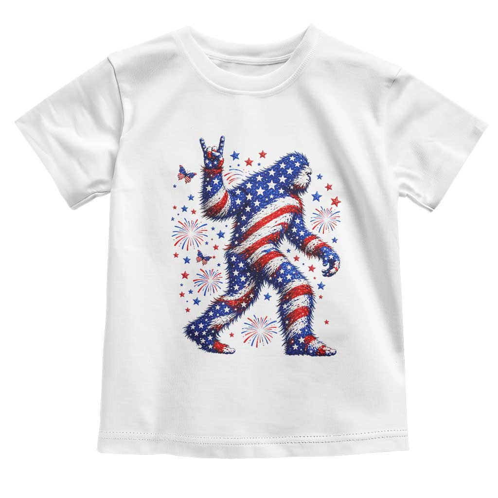 Funny Patriotic Bigfoot Toddler T Shirt 4th Of July Freedom TS12 White Print Your Wear
