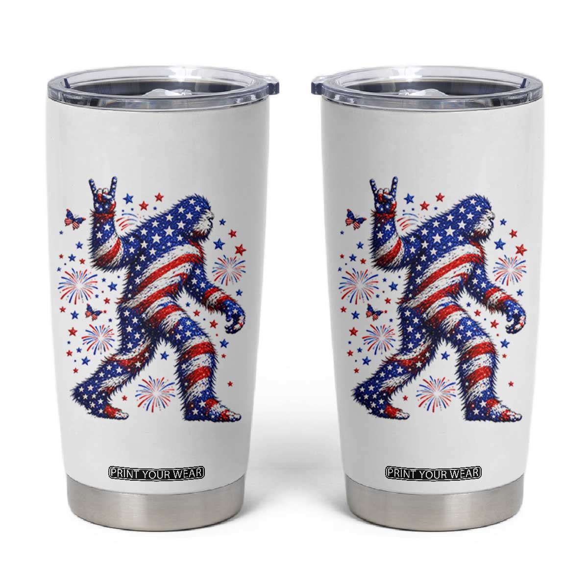 Funny Patriotic Bigfoot Tumbler Cup 4th Of July Freedom TS12 White Print Your Wear