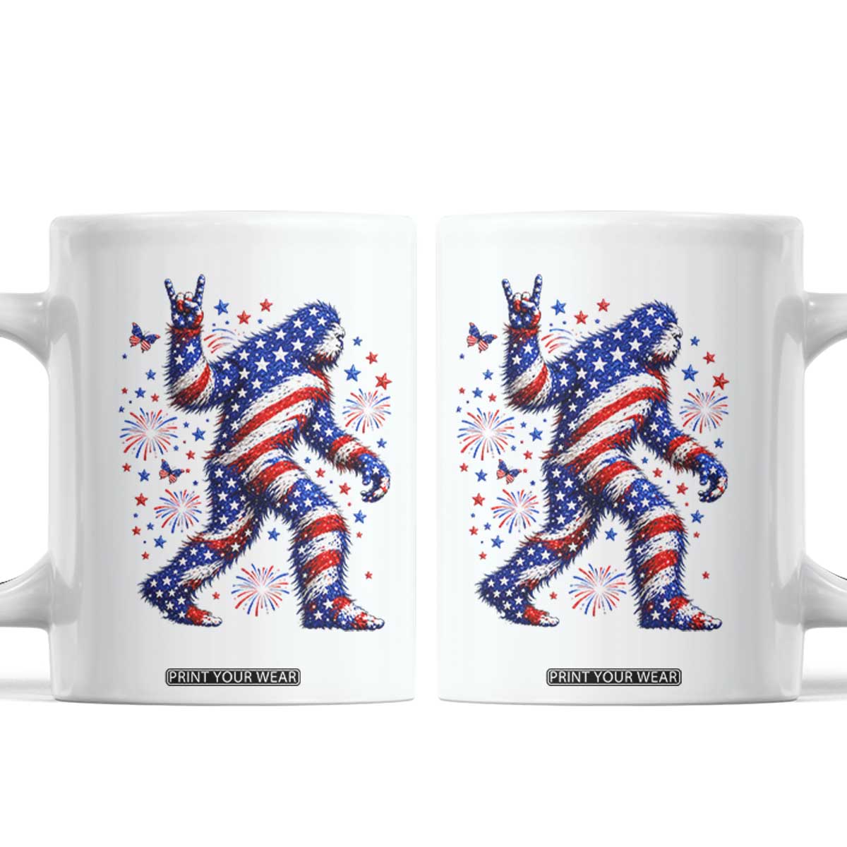 Funny Patriotic Bigfoot Coffee Mug 4th Of July Freedom
