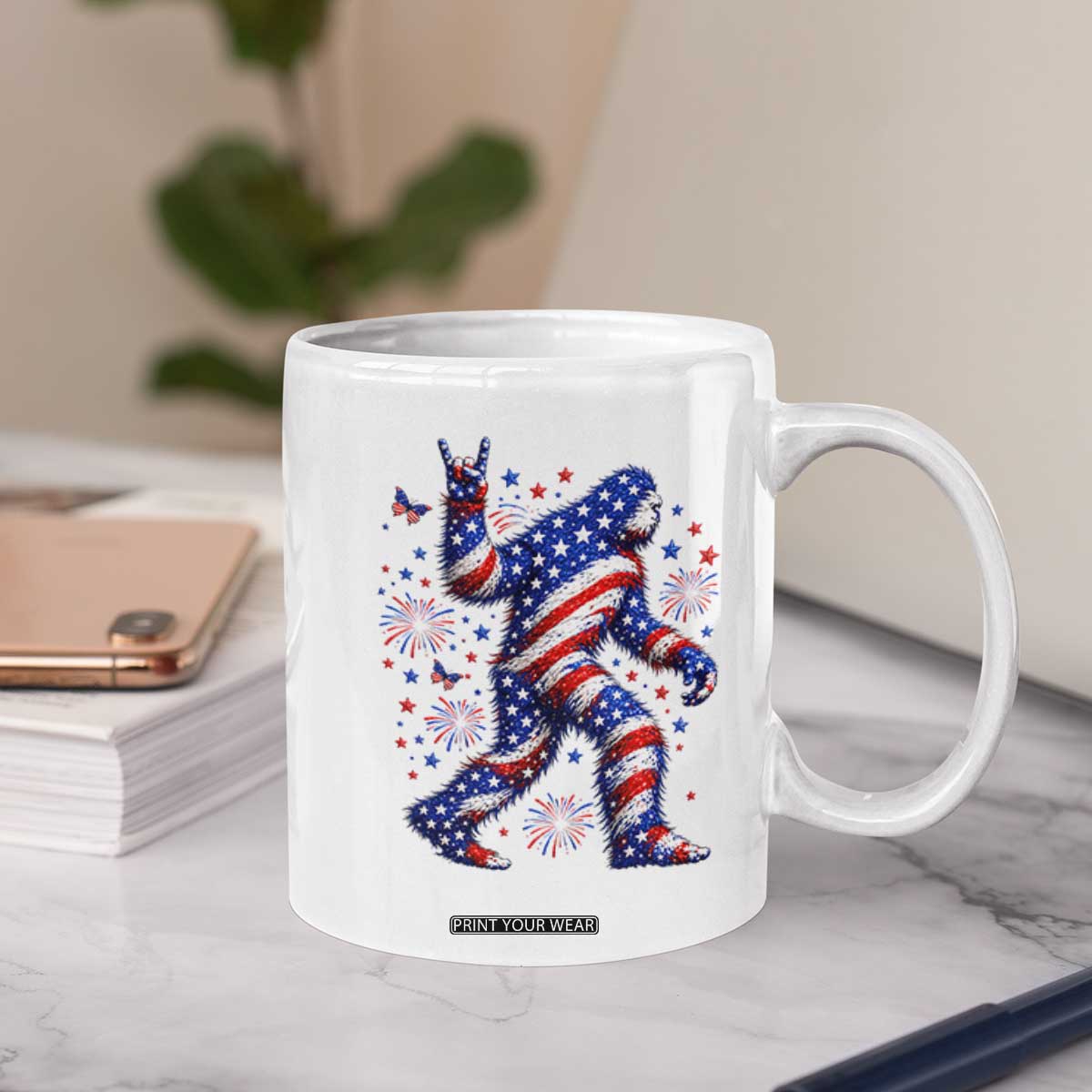 Funny Patriotic Bigfoot Coffee Mug 4th Of July Freedom TS12 Print Your Wear