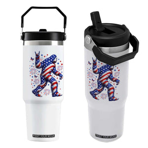 Funny Patriotic Bigfoot Flip Straw Tumbler 4th Of July Freedom