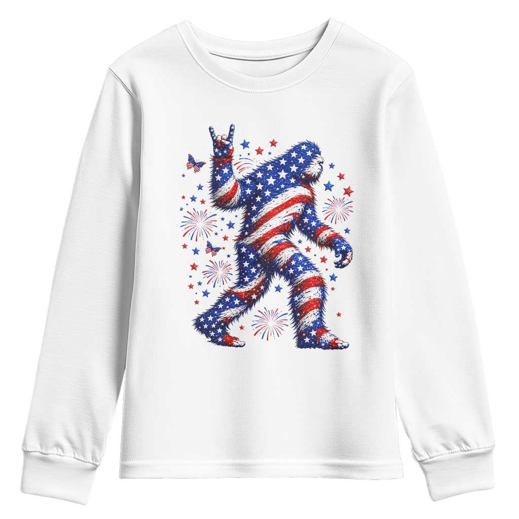 Funny Patriotic Bigfoot Youth Sweatshirt 4th Of July Freedom TS12 White Print Your Wear