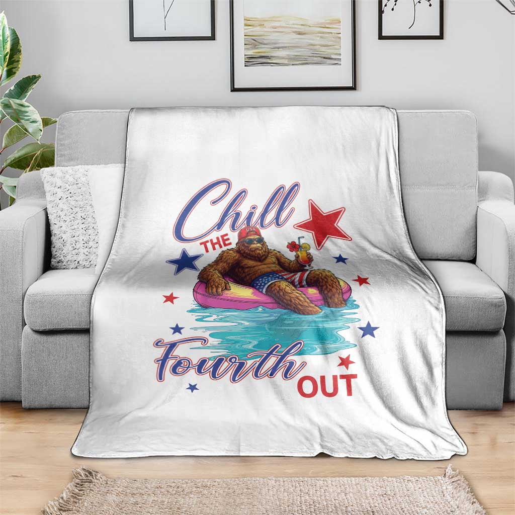 Funny Bigfoot 4th Of July Throw Blanket Chill The Fourth Out TS12 Print Your Wear