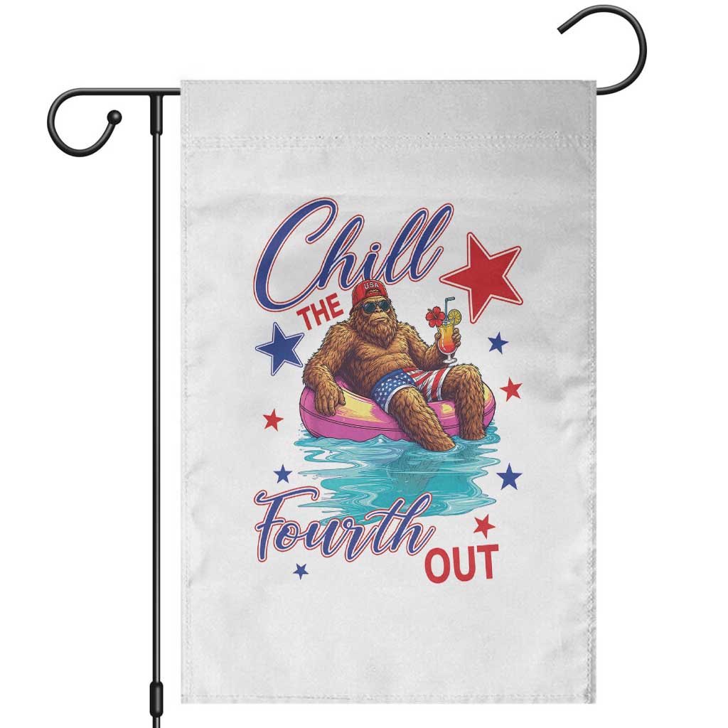Funny Bigfoot 4th Of July Garden Flag Chill The Fourth Out TS12 White Print Your Wear