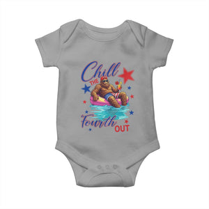 Funny Bigfoot 4th Of July Baby Onesie Chill The Fourth Out TS12 Sport Gray Print Your Wear
