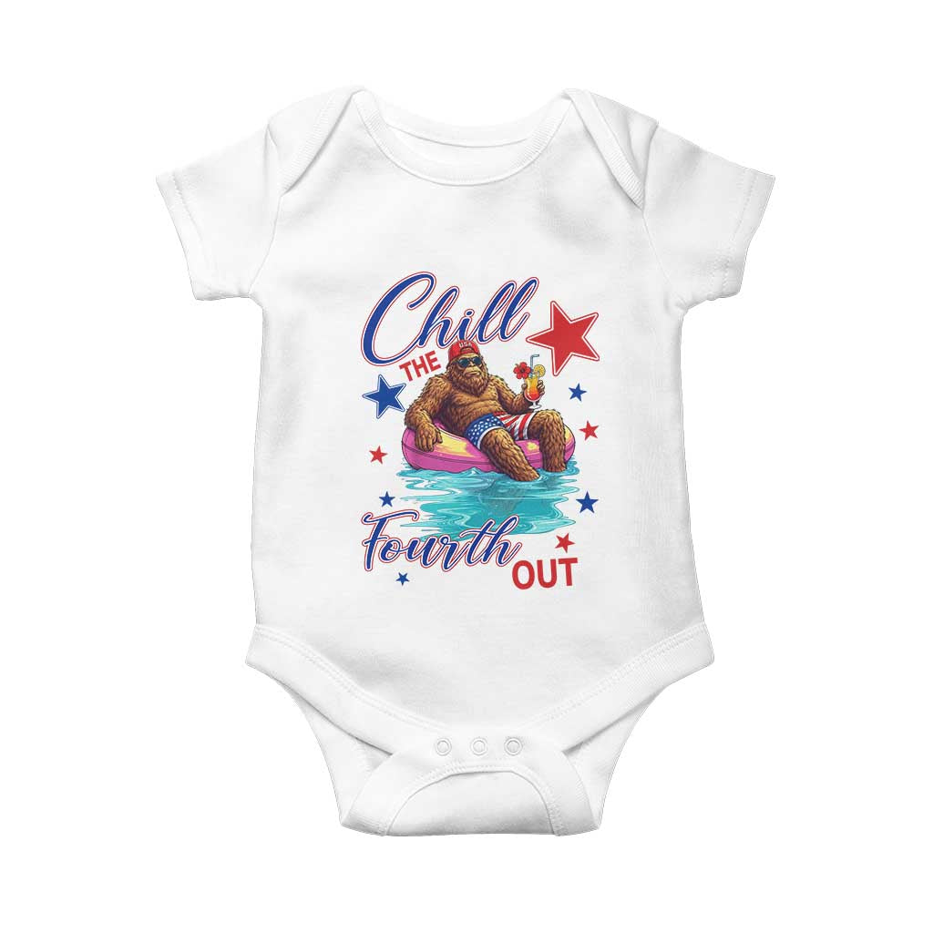 Funny Bigfoot 4th Of July Baby Onesie Chill The Fourth Out TS12 White Print Your Wear