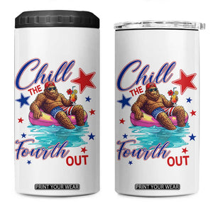 Funny Bigfoot 4th Of July 4 in 1 Can Cooler Tumbler Chill The Fourth Out