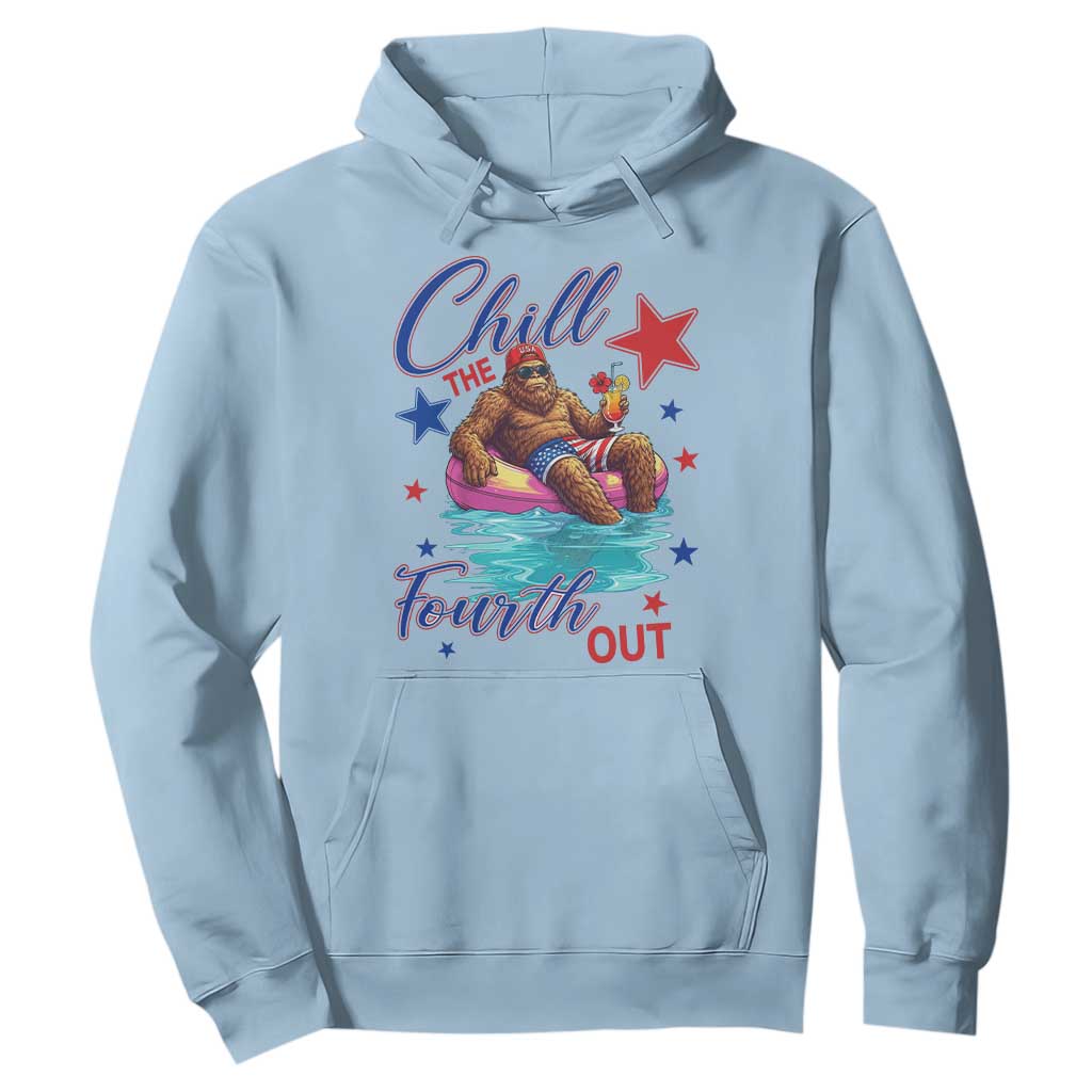 Funny Bigfoot 4th Of July Hoodie Chill The Fourth Out TS12 Light Blue Print Your Wear