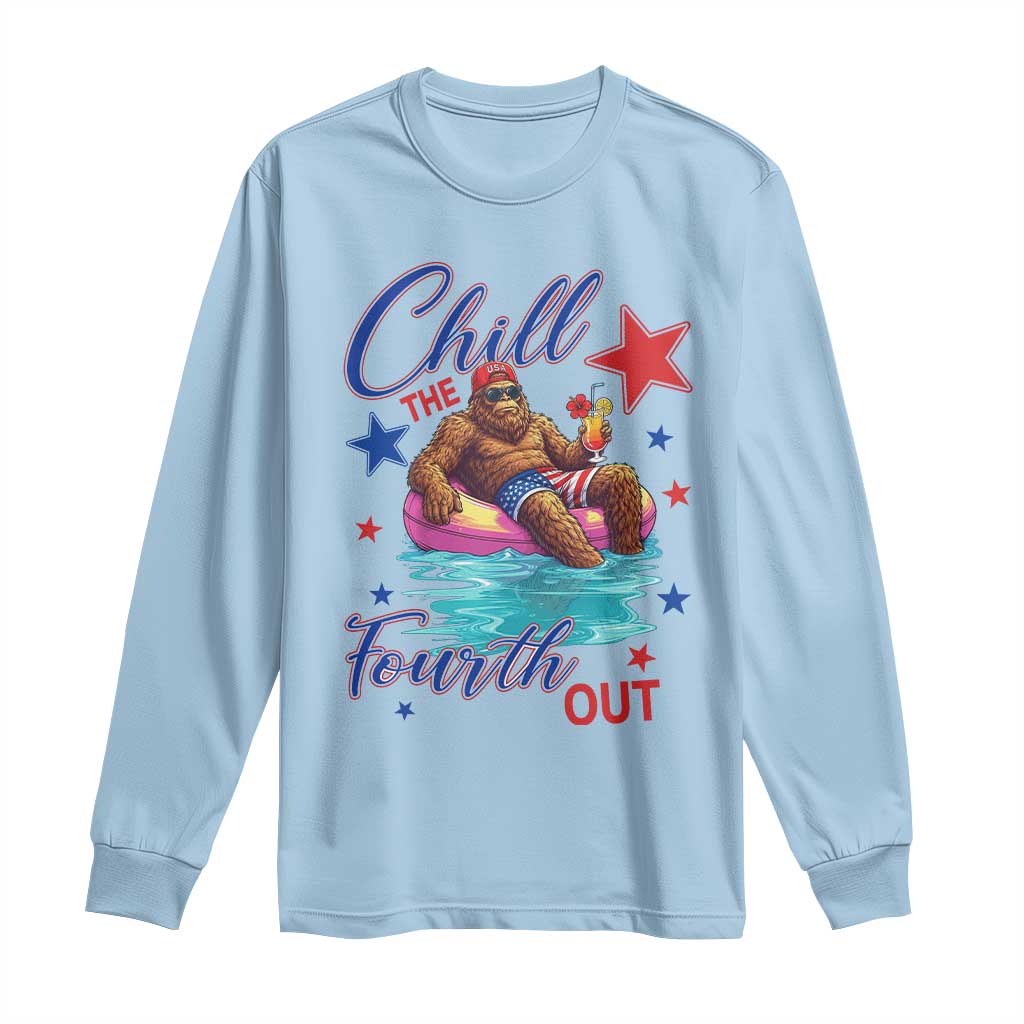 Funny Bigfoot 4th Of July Long Sleeve Shirt Chill The Fourth Out TS12 Light Blue Print Your Wear