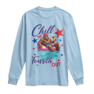 Funny Bigfoot 4th Of July Long Sleeve Shirt Chill The Fourth Out TS12 Light Blue Print Your Wear