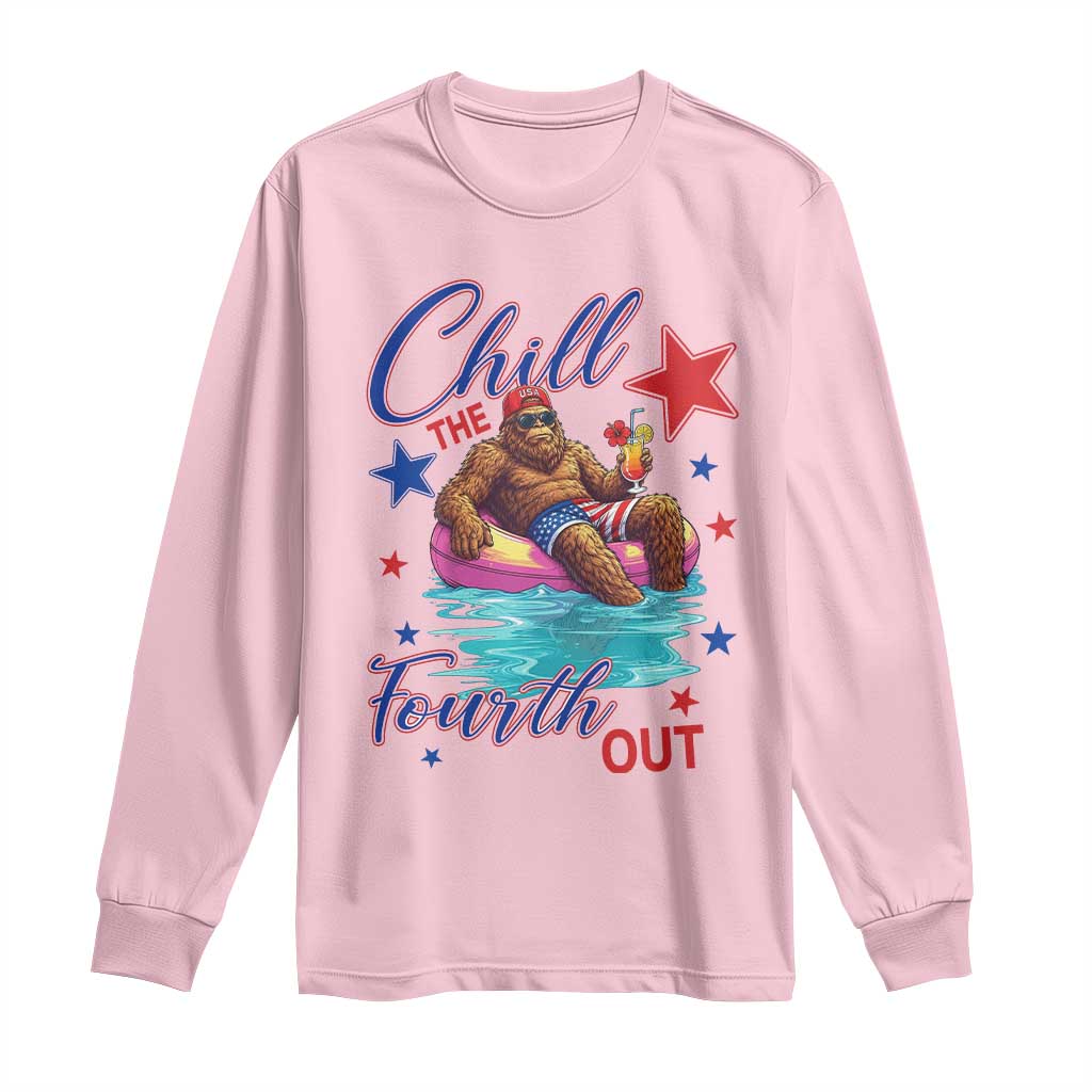 Funny Bigfoot 4th Of July Long Sleeve Shirt Chill The Fourth Out TS12 Light Pink Print Your Wear
