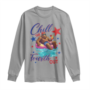 Funny Bigfoot 4th Of July Long Sleeve Shirt Chill The Fourth Out TS12 Sport Gray Print Your Wear