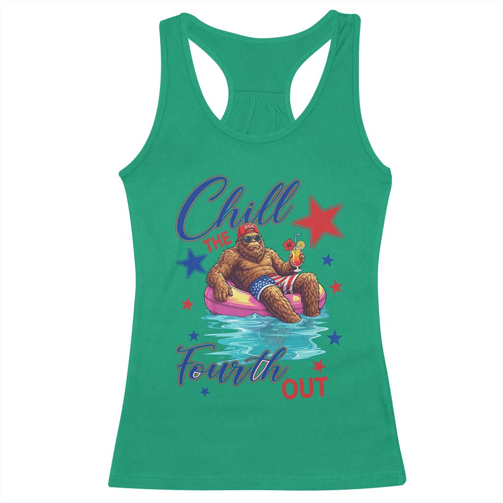 Funny Bigfoot 4th Of July Racerback Tank Top Chill The Fourth Out TS12 Irish Green Print Your Wear