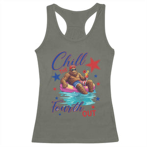 Funny Bigfoot 4th Of July Racerback Tank Top Chill The Fourth Out TS12 Military Green Print Your Wear
