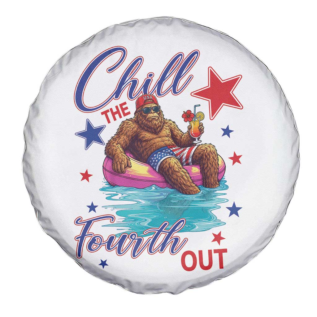 Funny Bigfoot 4th Of July Spare Tire Cover Chill The Fourth Out TS12 Print Your Wear