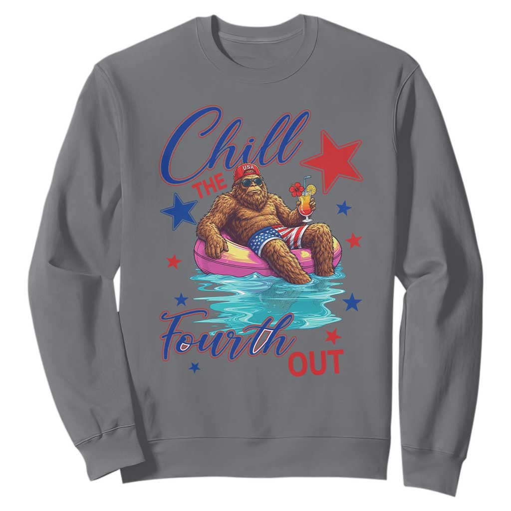 Funny Bigfoot 4th Of July Sweatshirt Chill The Fourth Out TS12 Charcoal Print Your Wear