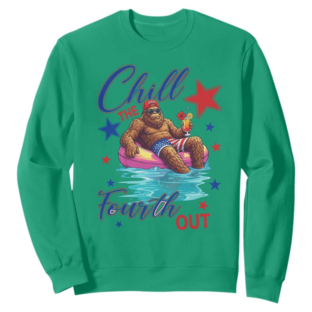Funny Bigfoot 4th Of July Sweatshirt Chill The Fourth Out TS12 Irish Green Print Your Wear