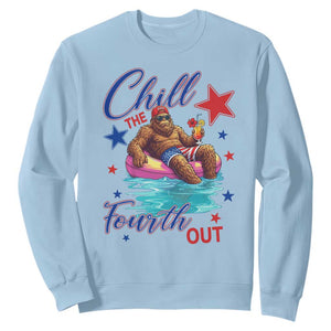Funny Bigfoot 4th Of July Sweatshirt Chill The Fourth Out TS12 Light Blue Print Your Wear