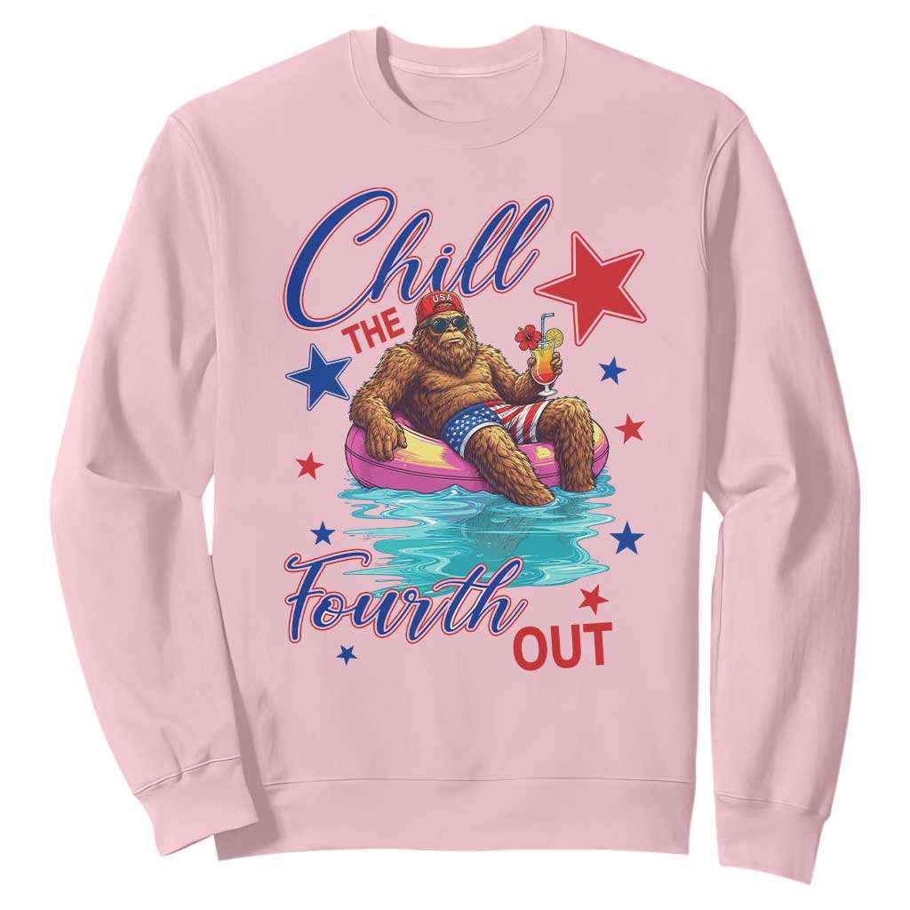 Funny Bigfoot 4th Of July Sweatshirt Chill The Fourth Out TS12 Light Pink Print Your Wear