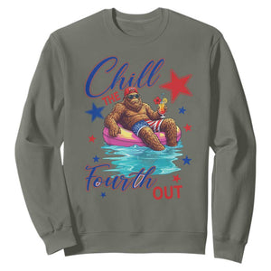 Funny Bigfoot 4th Of July Sweatshirt Chill The Fourth Out TS12 Military Green Print Your Wear