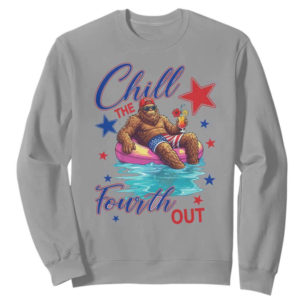 Funny Bigfoot 4th Of July Sweatshirt Chill The Fourth Out TS12 Sport Gray Print Your Wear