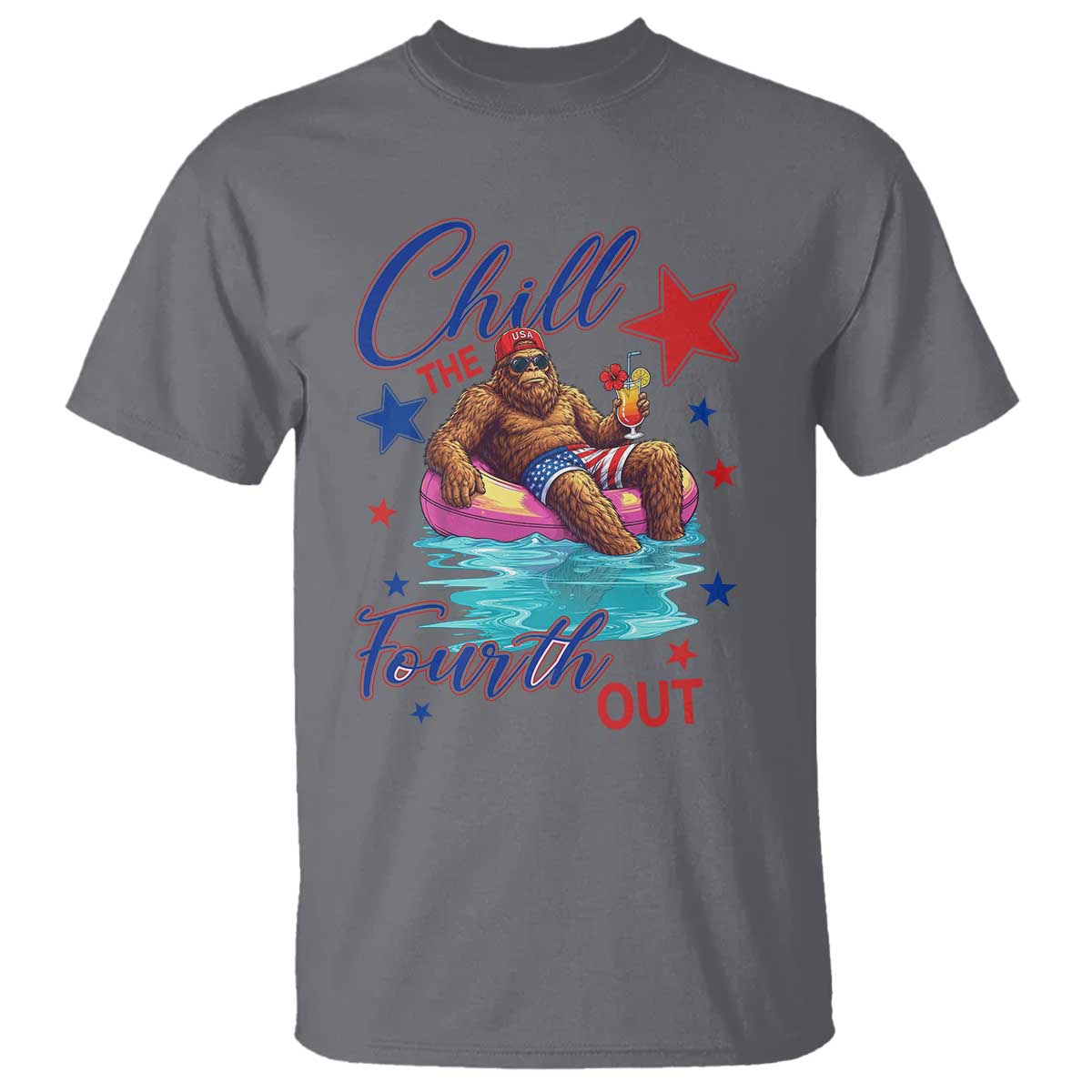 Funny Bigfoot 4th Of July T Shirt Chill The Fourth Out TS12 Charcoal Print Your Wear