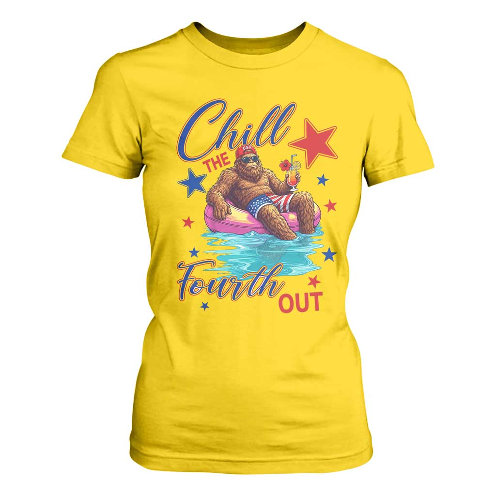 Funny Bigfoot 4th Of July T Shirt For Women Chill The Fourth Out TS12 Daisy Print Your Wear