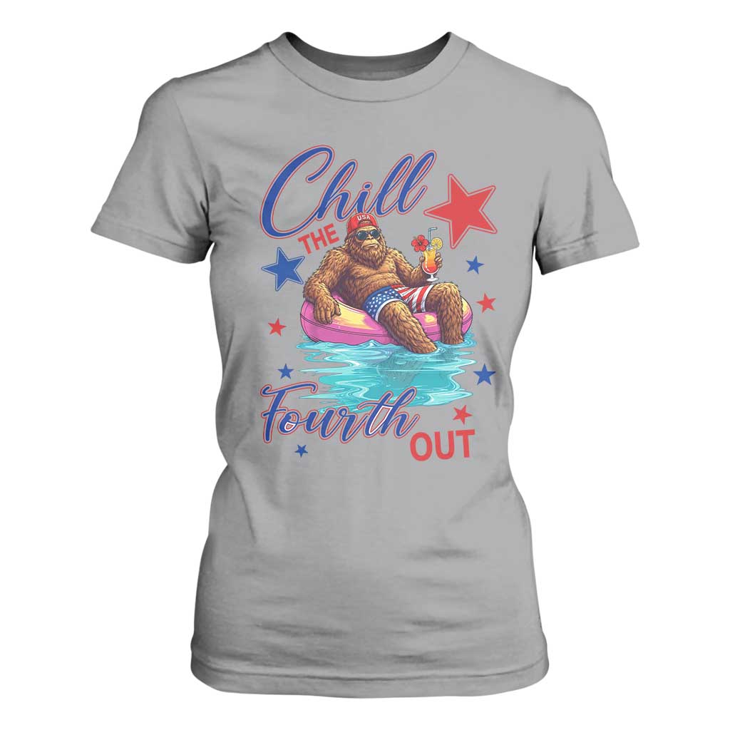 Funny Bigfoot 4th Of July T Shirt For Women Chill The Fourth Out TS12 Sport Gray Print Your Wear