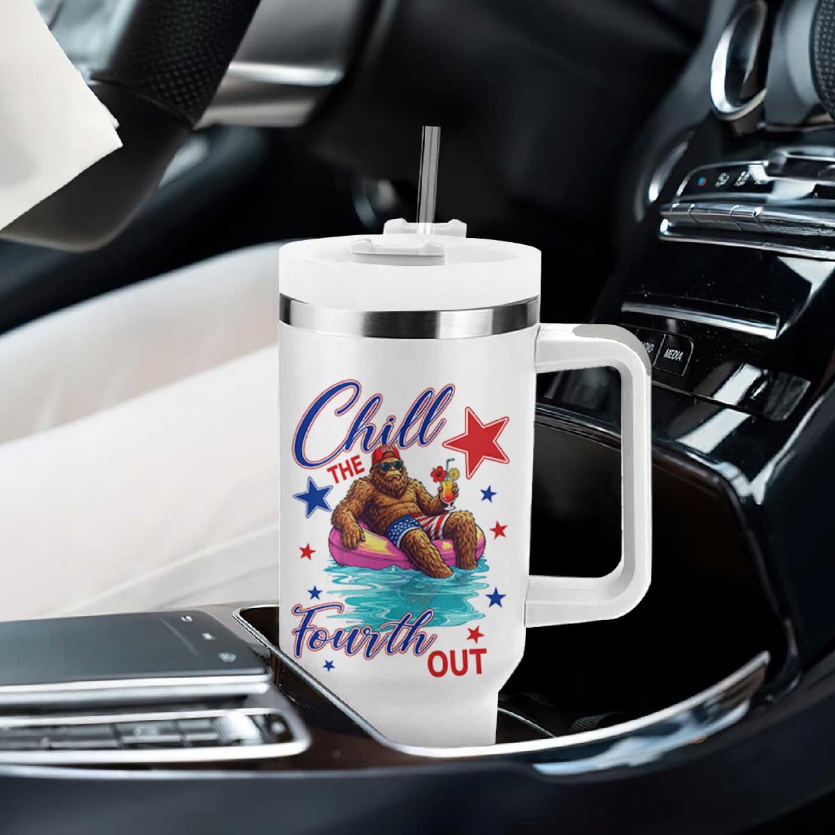 Funny Bigfoot 4th Of July Tumbler With Handle Chill The Fourth Out TS12 Print Your Wear