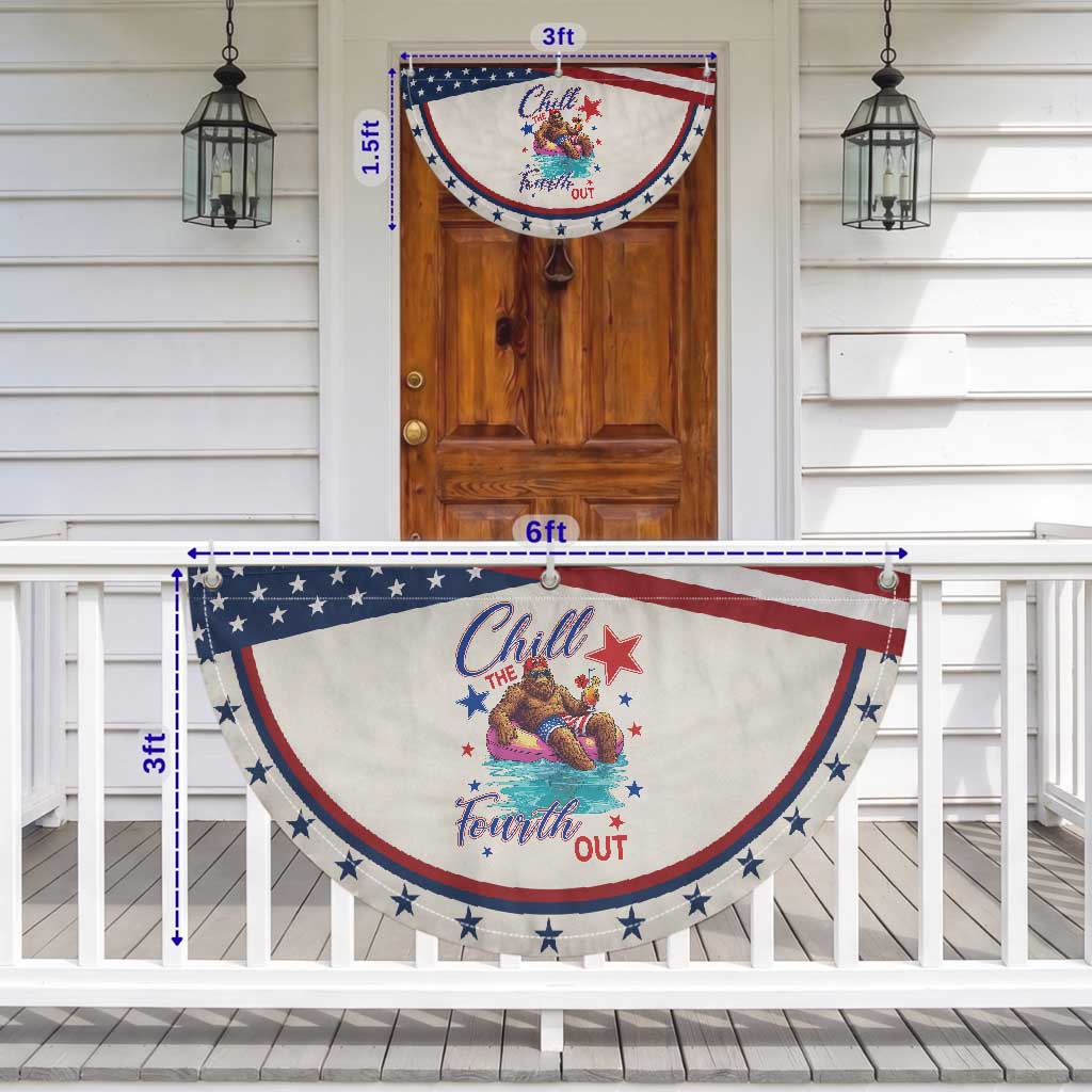 Funny Bigfoot 4th Of July Patriotic Fan Flag Chill The Fourth Out