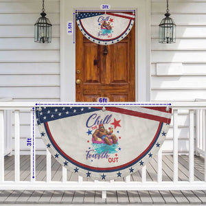 Funny Bigfoot 4th Of July Patriotic Fan Flag Chill The Fourth Out