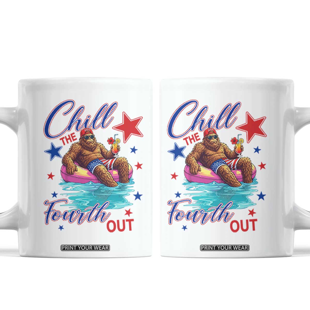Funny Bigfoot 4th Of July Coffee Mug Chill The Fourth Out