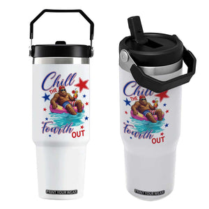 Funny Bigfoot 4th Of July Flip Straw Tumbler Chill The Fourth Out TS12 One Size: 30 oz White Print Your Wear