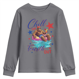 Funny Bigfoot 4th Of July Youth Sweatshirt Chill The Fourth Out TS12 Charcoal Print Your Wear