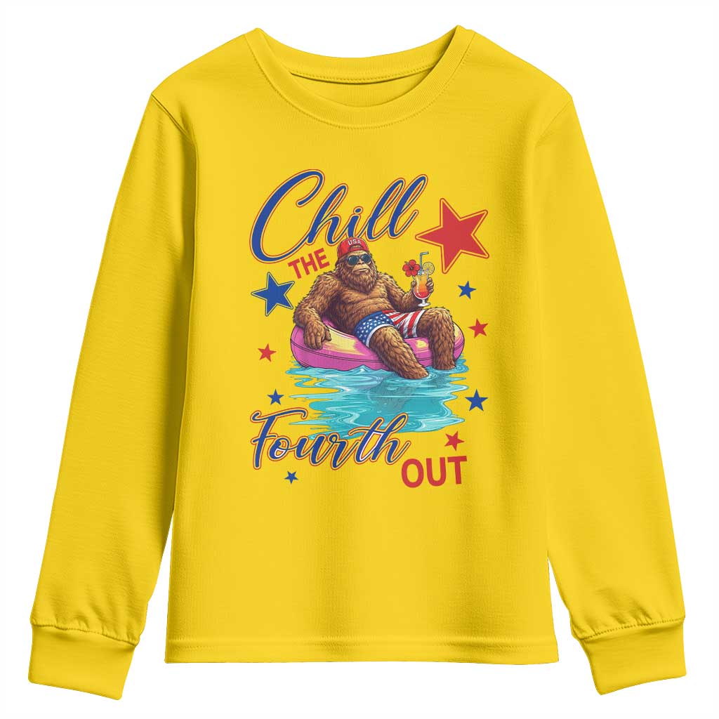 Funny Bigfoot 4th Of July Youth Sweatshirt Chill The Fourth Out TS12 Daisy Print Your Wear
