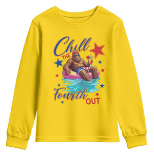 Funny Bigfoot 4th Of July Youth Sweatshirt Chill The Fourth Out TS12 Daisy Print Your Wear